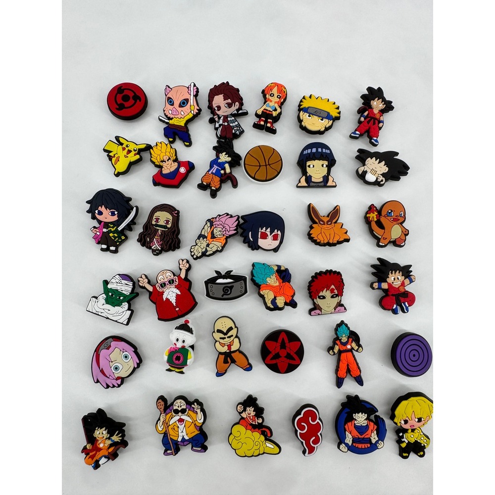 Anime Shoe Charms Lot 35pc Dragon Ball Z Naruto Demon Slayer Pokemon PVC Jibbitz